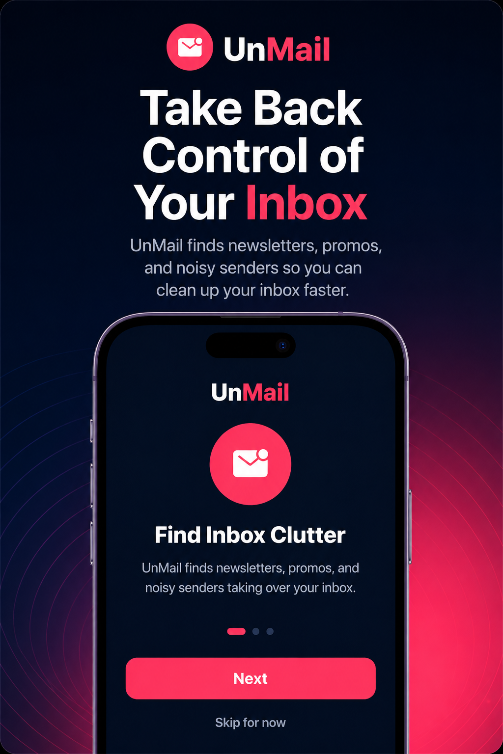 UnMail onboarding screen